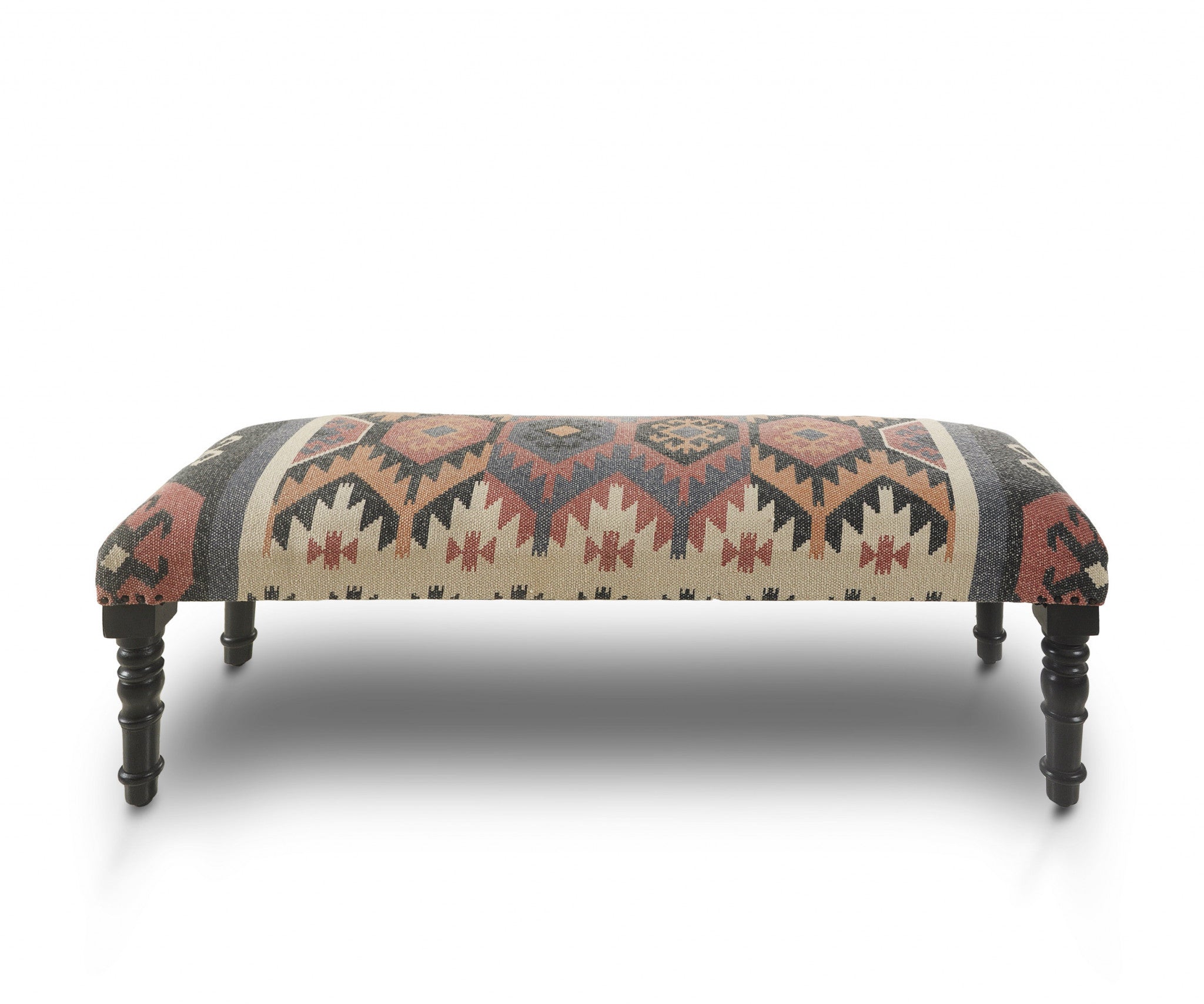 47" Brown Red and Natural Black Leg Southwest Upholstered Bench - Homeroots - Flyclothing LLC