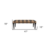 47" Tan And Black Black Leg Checkered Upholstered Bench - Homeroots - Flyclothing LLC