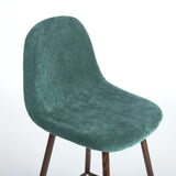 Set of Two 26" Green And Brown Velvet And Steel Counter Height Bar Chairs - Homeroots