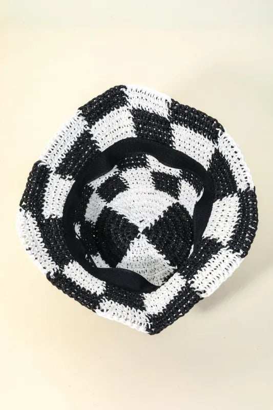 Fame Checkered Pattern Knit Bucket Hat - Trendsi - Flyclothing LLC