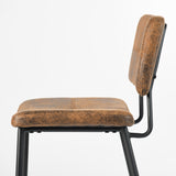 Set of Two 27" Brown And Black Faux Leather And Steel Low Back Counter Height Bar Chairs - Homeroots - Flyclothing LLC