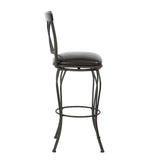 Set of Two 30" Black Faux Leather And Steel Swivel Bar Height Bar Chairs - Homeroots - Flyclothing LLC