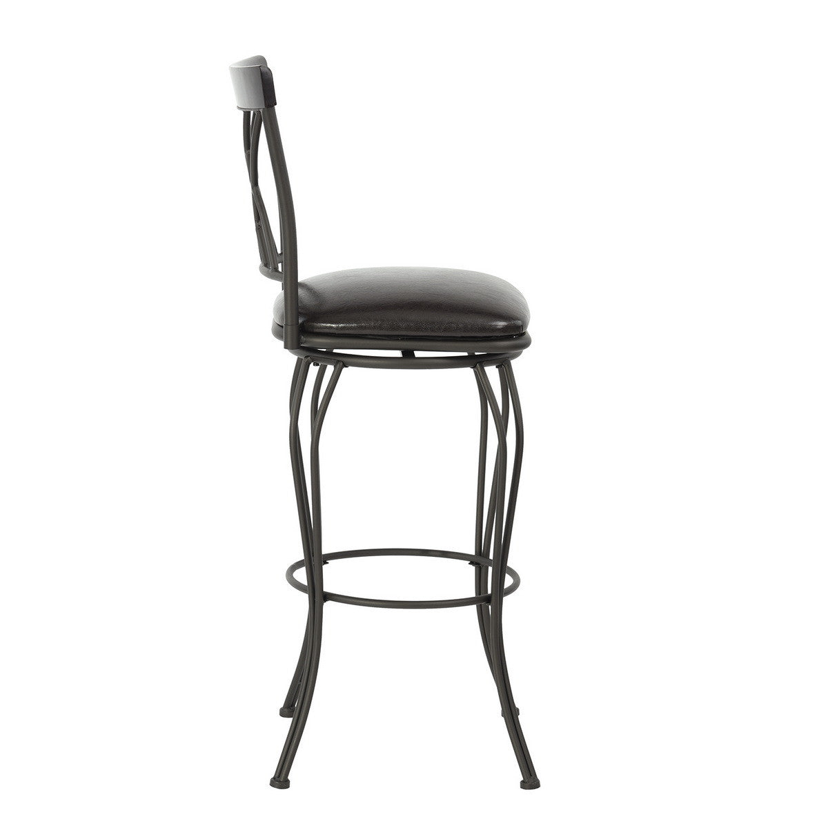 Set of Two 30" Black Faux Leather And Steel Swivel Bar Height Bar Chairs - Homeroots - Flyclothing LLC