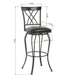 Set of Two 30" Black Faux Leather And Steel Swivel Bar Height Bar Chairs - Homeroots - Flyclothing LLC