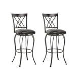 Set of Two 30" Black Faux Leather And Steel Swivel Bar Height Bar Chairs - Homeroots - Flyclothing LLC