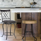 Set of Two 24" Black Manufactured Wood and Steel Counter Height Swivel Bar Chairs