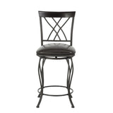 Set of Two 24" Black Manufactured Wood and Steel Counter Height Swivel Bar Chairs