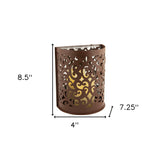 9" Brown Iron Floral Wall Sconce Candle Holder With Candle - Homeroots - Flyclothing LLC
