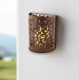 9" Brown Iron Floral Wall Sconce Candle Holder With Candle - Homeroots