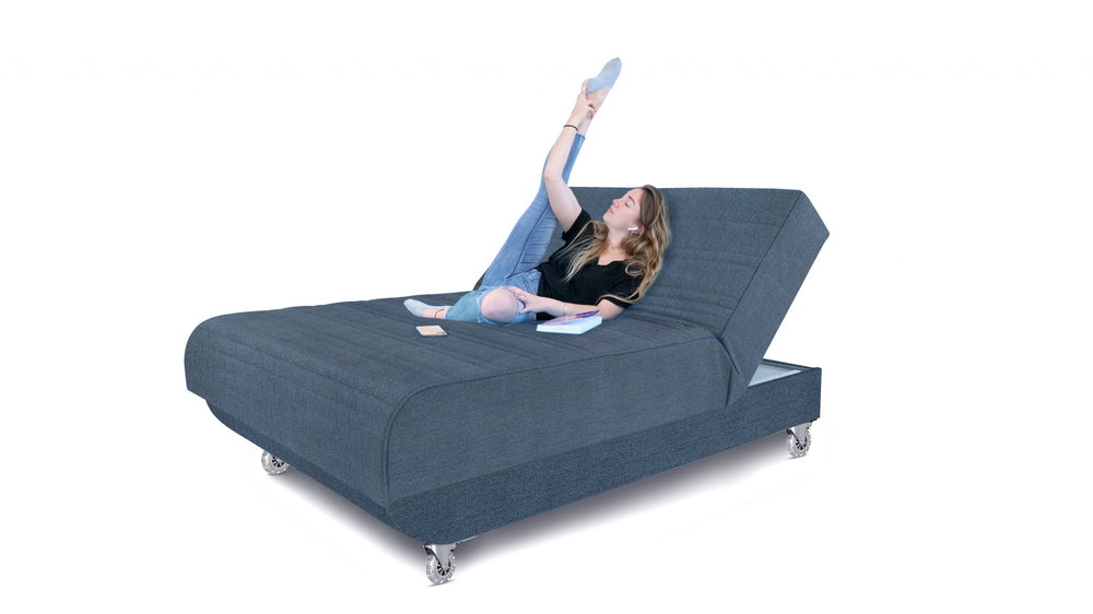 Blue Jeans and Blue Full Adjustable Upholstered Polyester No Bed Frame with Mattress - Homeroots
