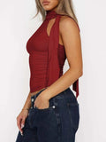 Tied Solid Color Cami - Trendsi - Flyclothing LLC