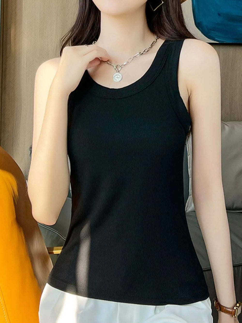 Scoop Neck Tank Top - Trendsi - Flyclothing LLC