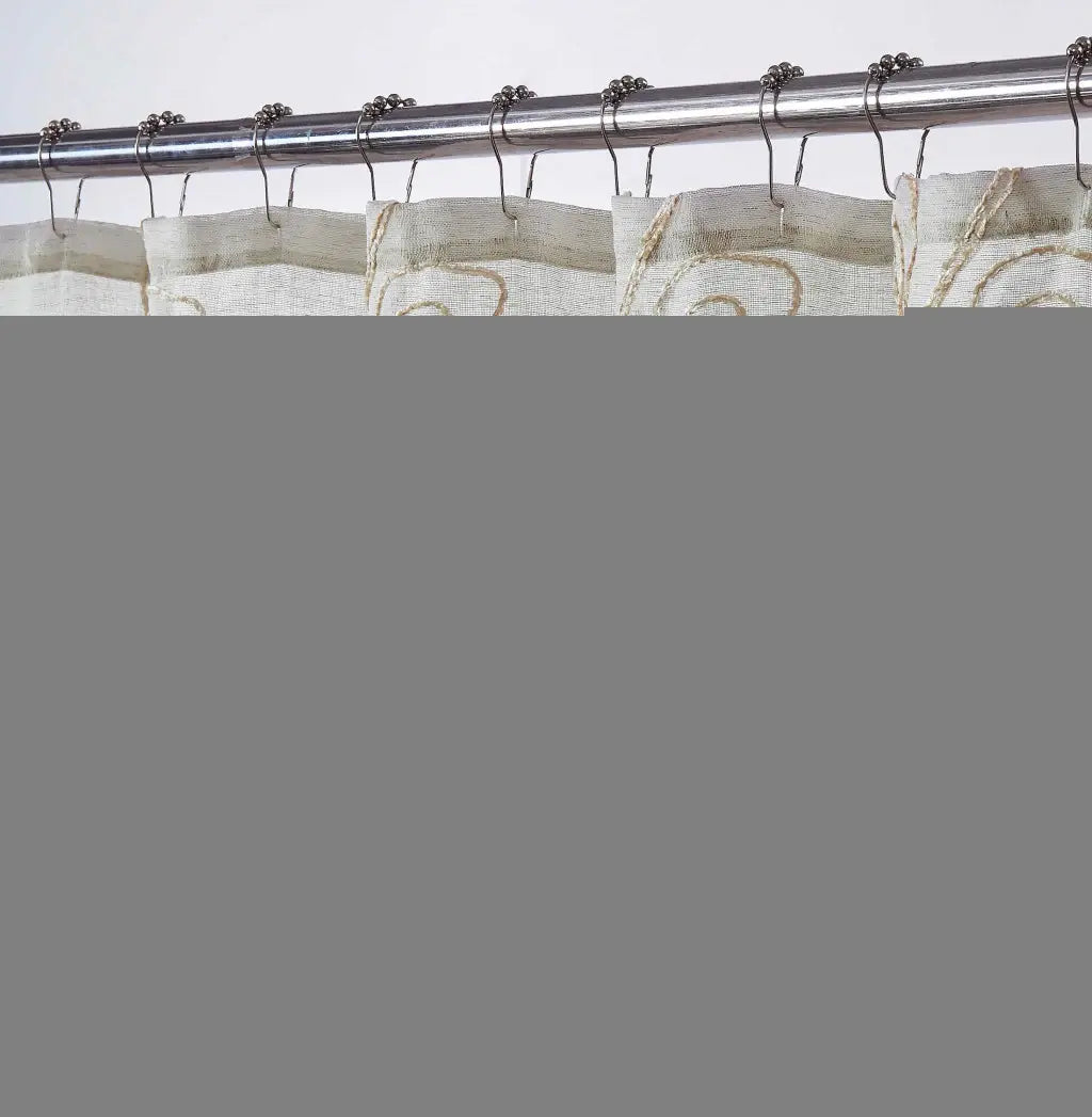 72" Ivory And Beige Embroidered Floral Shower Curtain - Homeroots - Flyclothing LLC