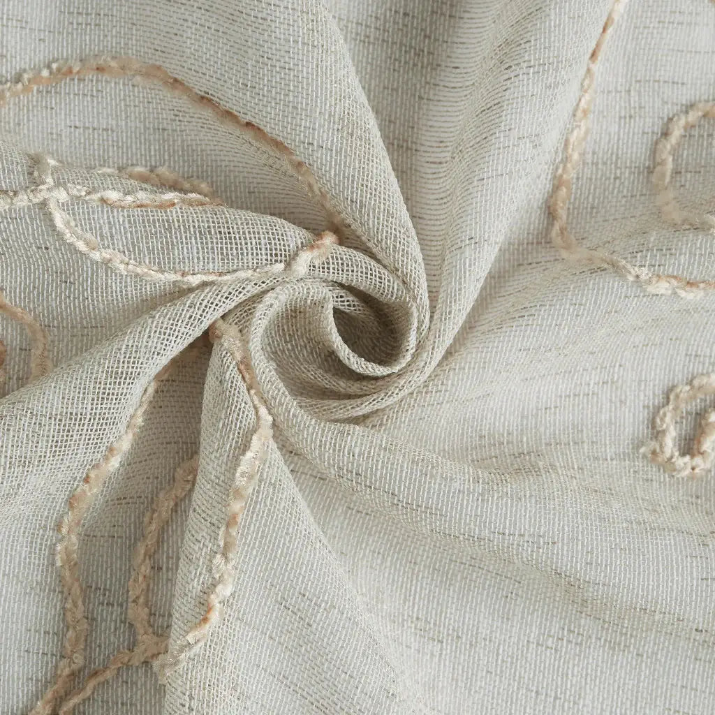 72" Ivory And Beige Embroidered Floral Shower Curtain - Homeroots - Flyclothing LLC