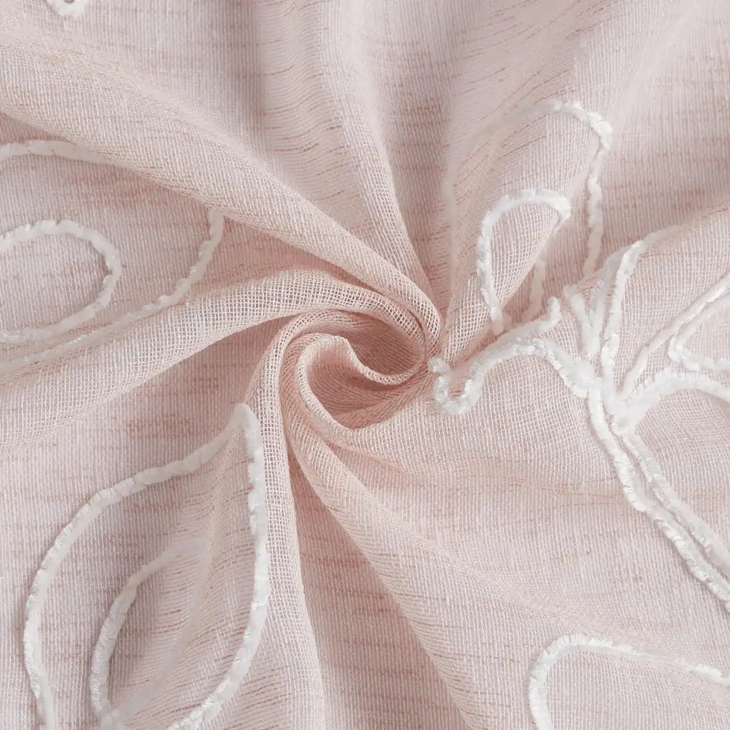 72" Blush And Ivory Embroidered Floral Shower Curtain - Homeroots - Flyclothing LLC
