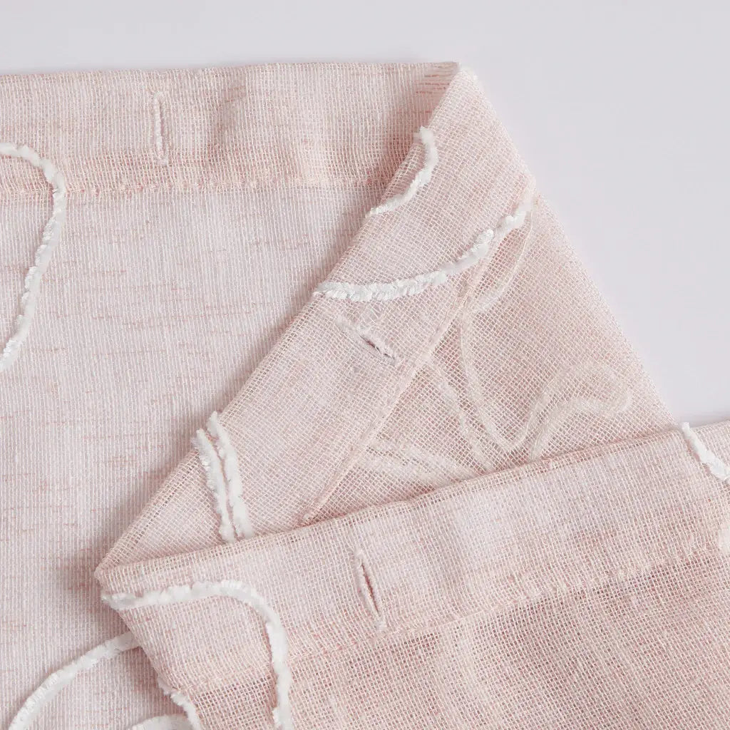 72" Blush And Ivory Embroidered Floral Shower Curtain - Homeroots - Flyclothing LLC