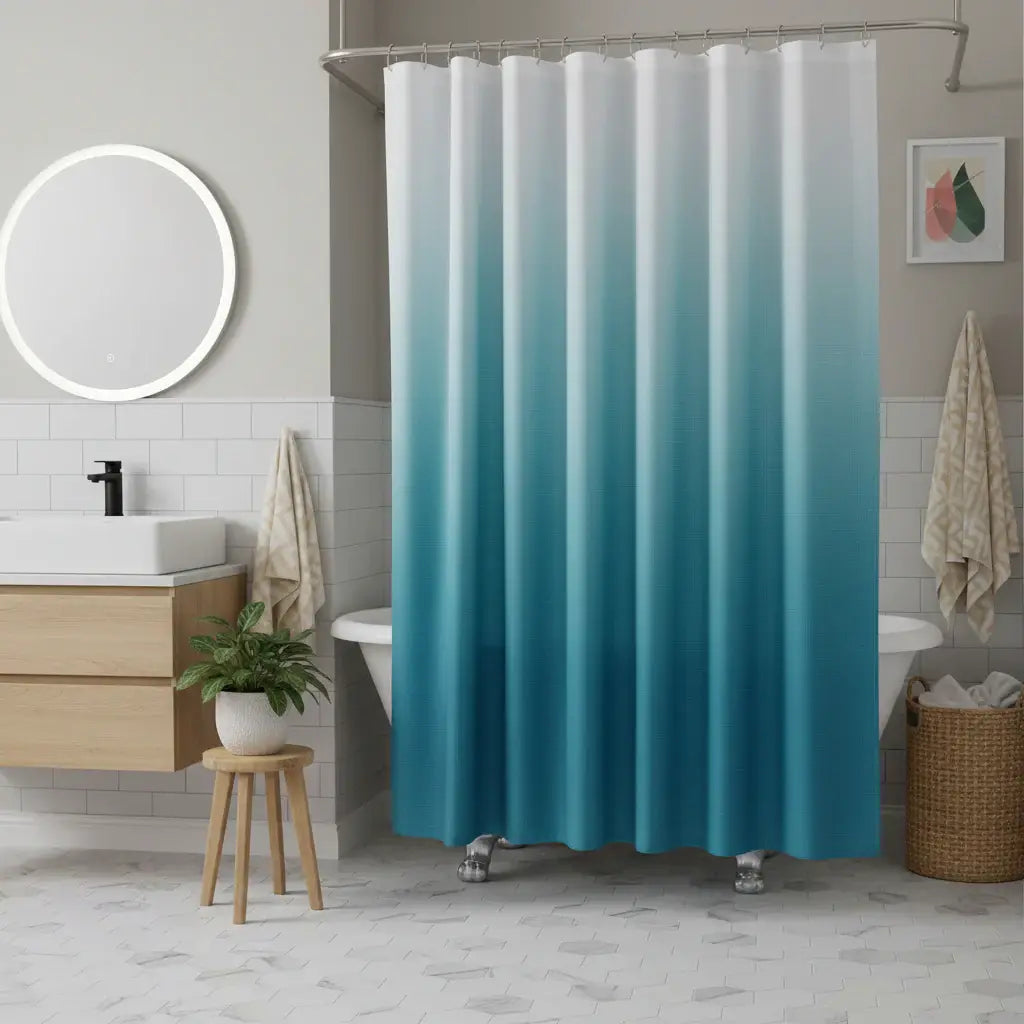 72" White And Blue Ombre Shower Curtain - Homeroots - Flyclothing LLC