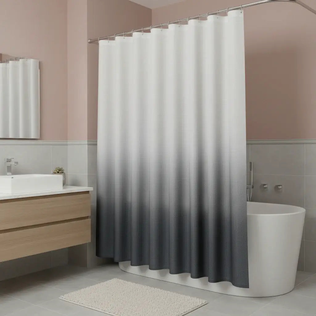 72" White And Black Ombre Shower Curtain - Homeroots - Flyclothing LLC