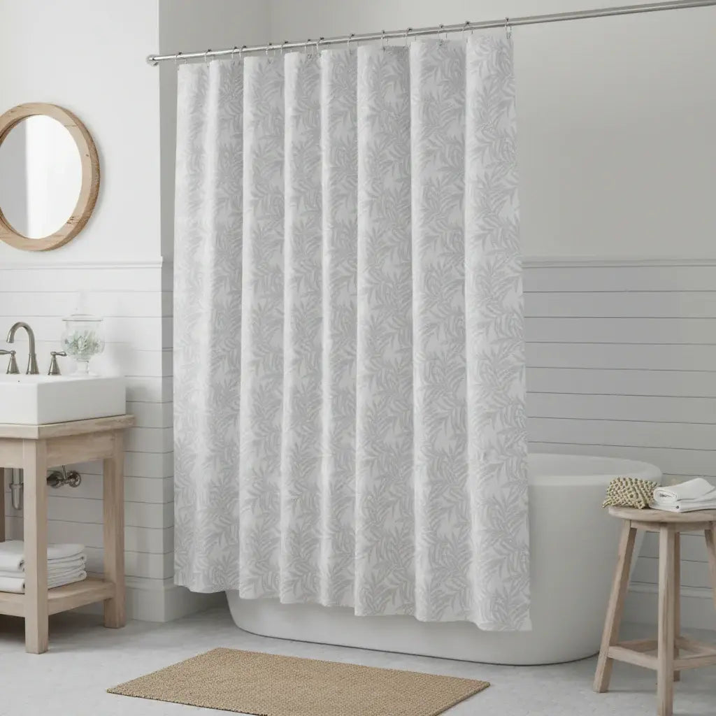 72" Off White And Silver Embroidered Floral Shower Curtain - Homeroots - Flyclothing LLC