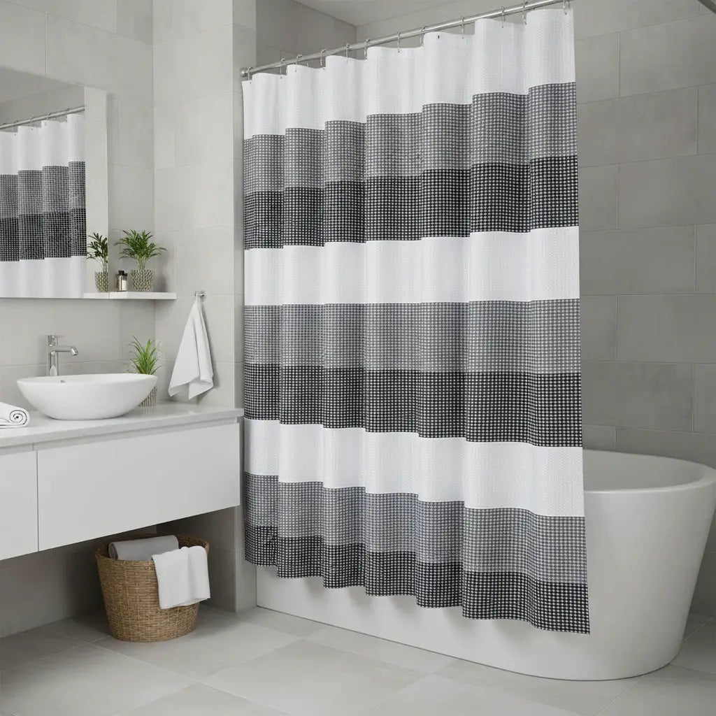 72" White And Black Striped Shower Curtain - Homeroots - Flyclothing LLC