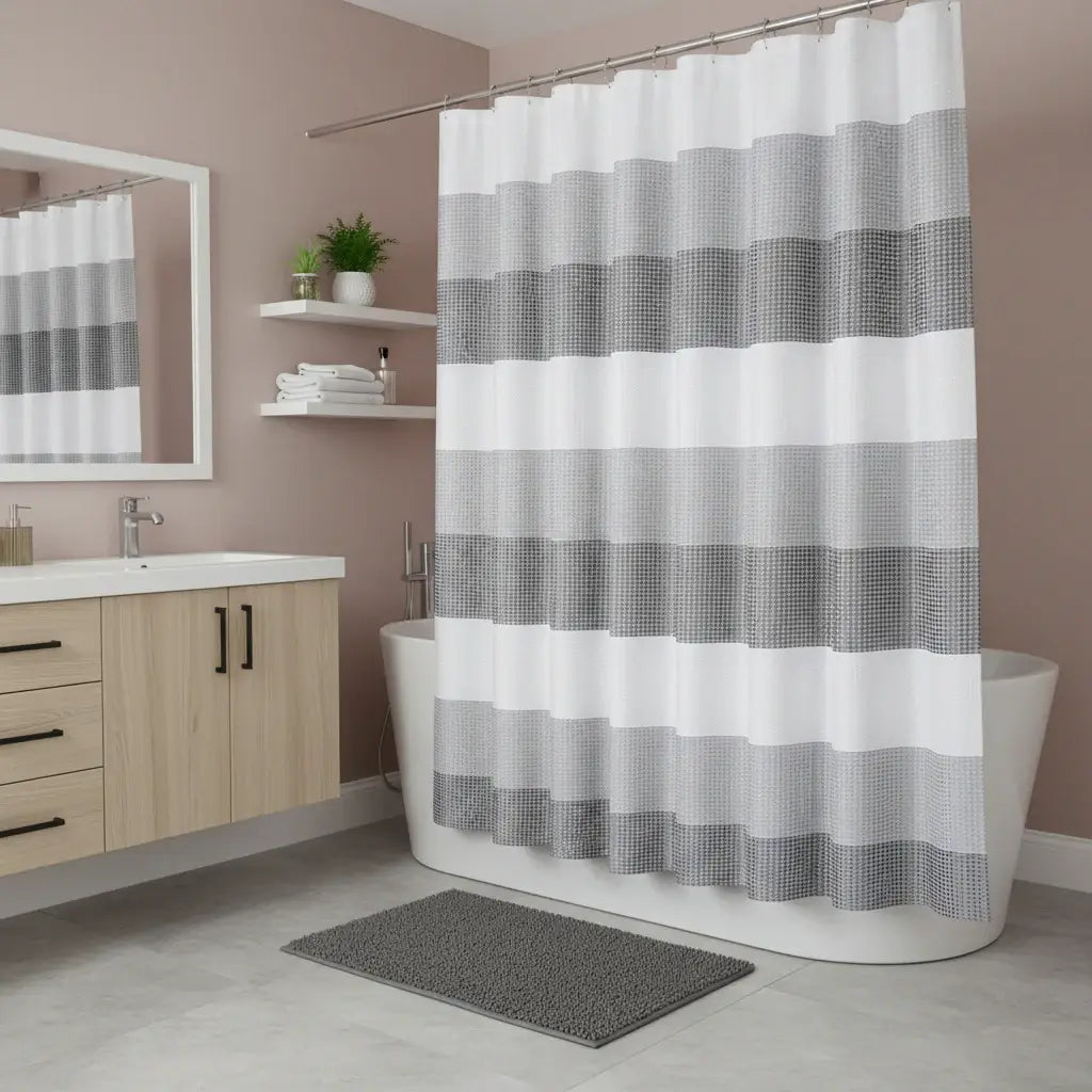 72" White And Gray Striped Shower Curtain - Homeroots - Flyclothing LLC