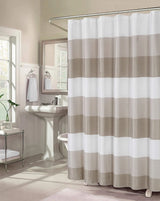 72" White And Taupe Striped Shower Curtain - Homeroots - Flyclothing LLC