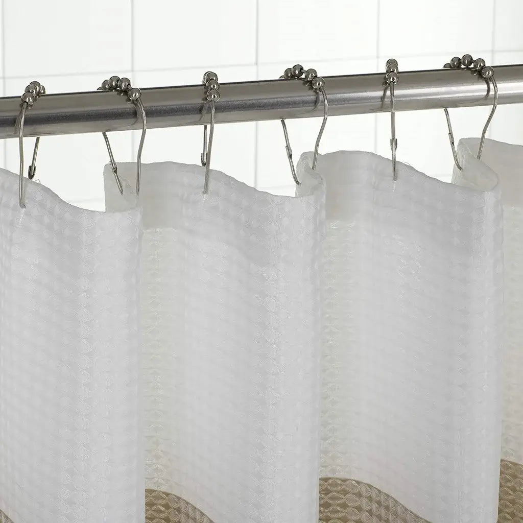 72" White And Taupe Striped Shower Curtain - Homeroots - Flyclothing LLC