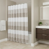 72" White And Taupe Striped Shower Curtain - Homeroots - Flyclothing LLC