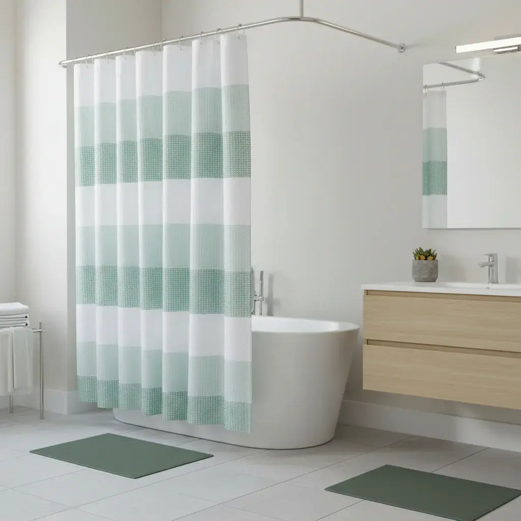 72" White And Green Striped Shower Curtain - Homeroots - Flyclothing LLC