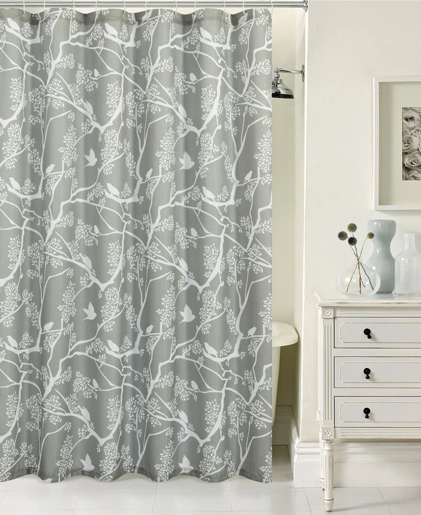 72" Gray And White Bird Shower Curtain - Homeroots - Flyclothing LLC