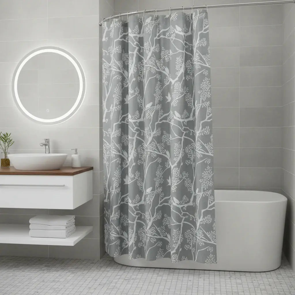 72" Gray And White Bird Shower Curtain - Homeroots - Flyclothing LLC