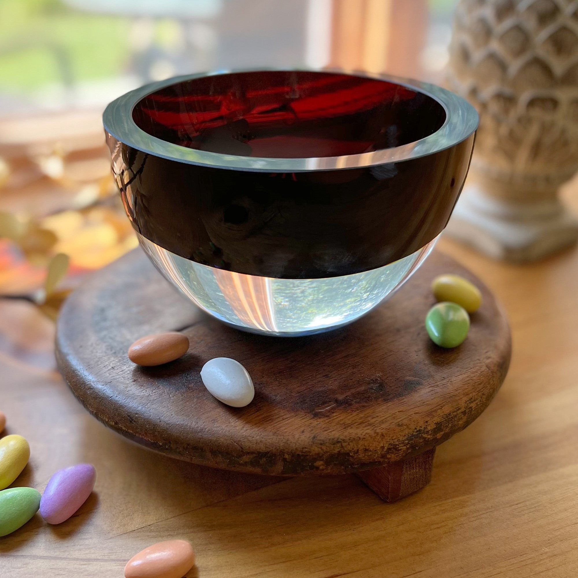 6" Brown Mouth Blown Crystal Thick Walled Bowl - Homeroots - Flyclothing LLC