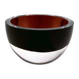 6" Brown Mouth Blown Crystal Thick Walled Bowl - Homeroots