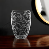 12" Clear and Frosted Leaf Pattern Oval Crystal Table Vase - Homeroots