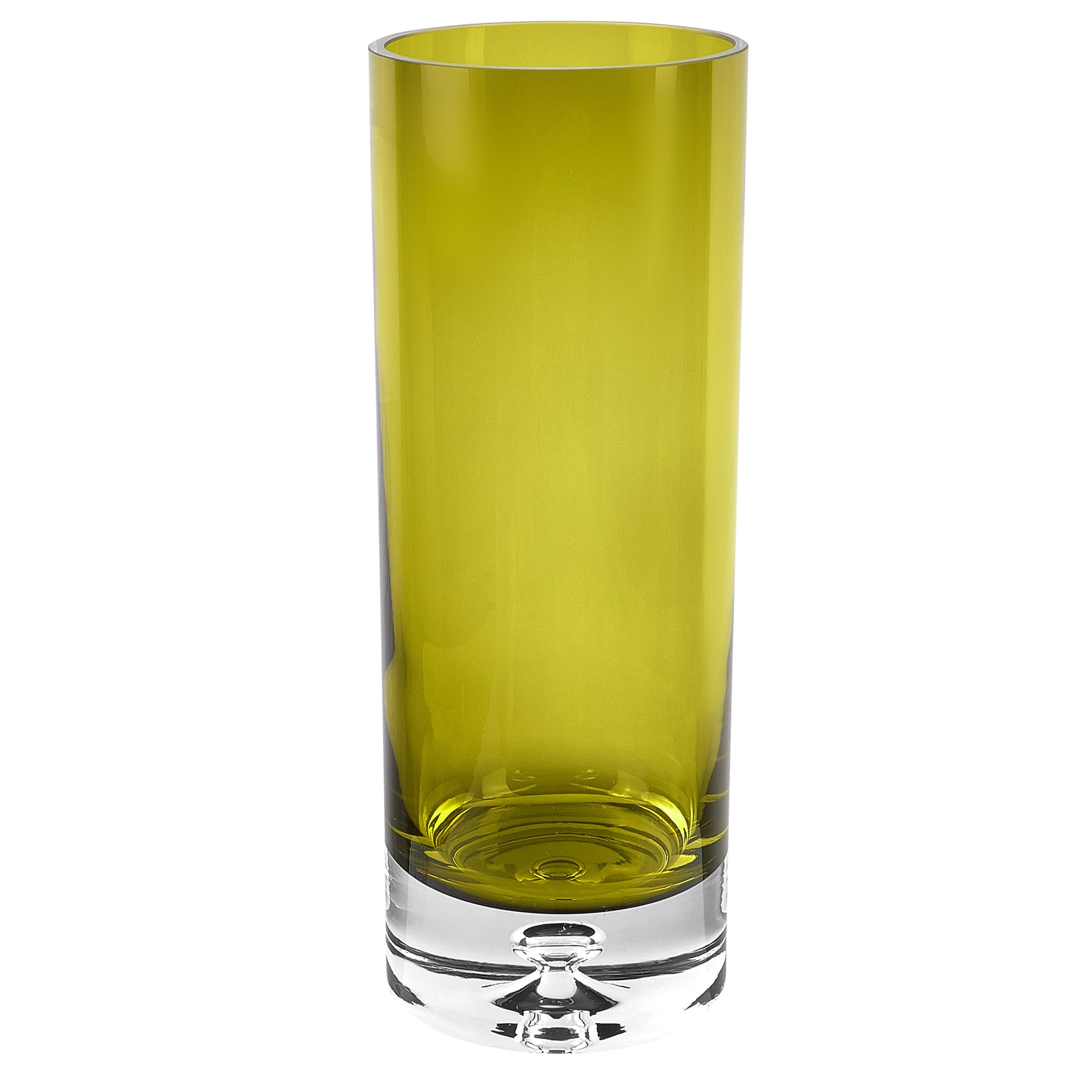 11" Green Crystal Glass Cylinder Table Vase - Homeroots - Flyclothing LLC