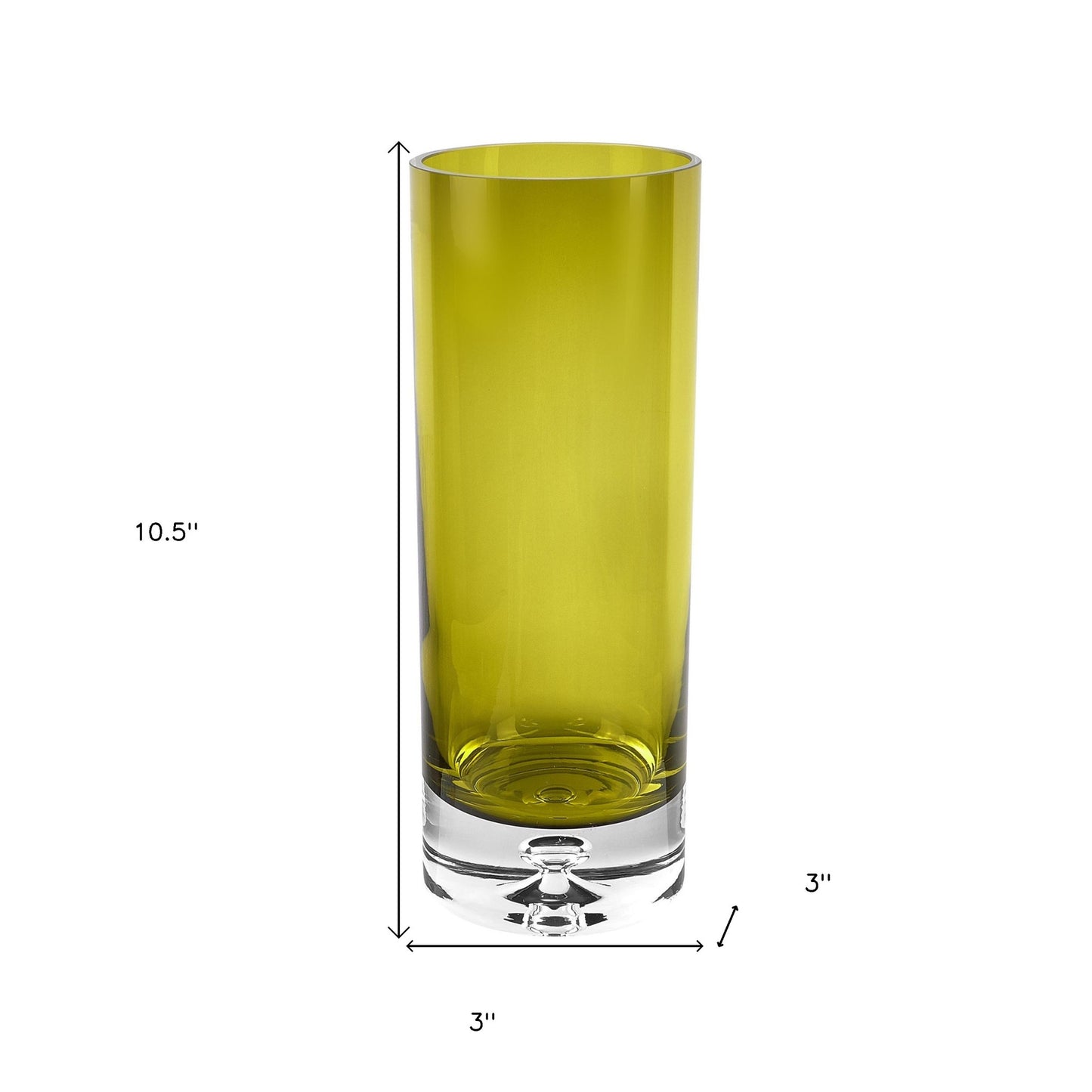 11" Green Crystal Glass Cylinder Table Vase - Homeroots - Flyclothing LLC