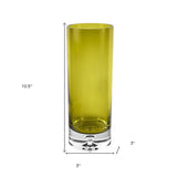 11" Green Crystal Glass Cylinder Table Vase - Homeroots - Flyclothing LLC