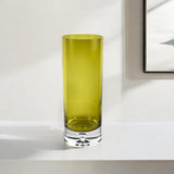 11" Green Crystal Glass Cylinder Table Vase - Homeroots - Flyclothing LLC