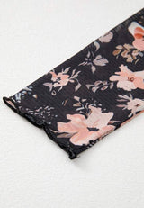 Floral Mock Neck Long Sleeve Blouse - Trendsi - Flyclothing LLC