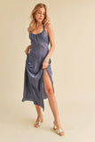Aemi + Co Ruched Side Slit Cutout Back Maxi Cami Dress - Trendsi