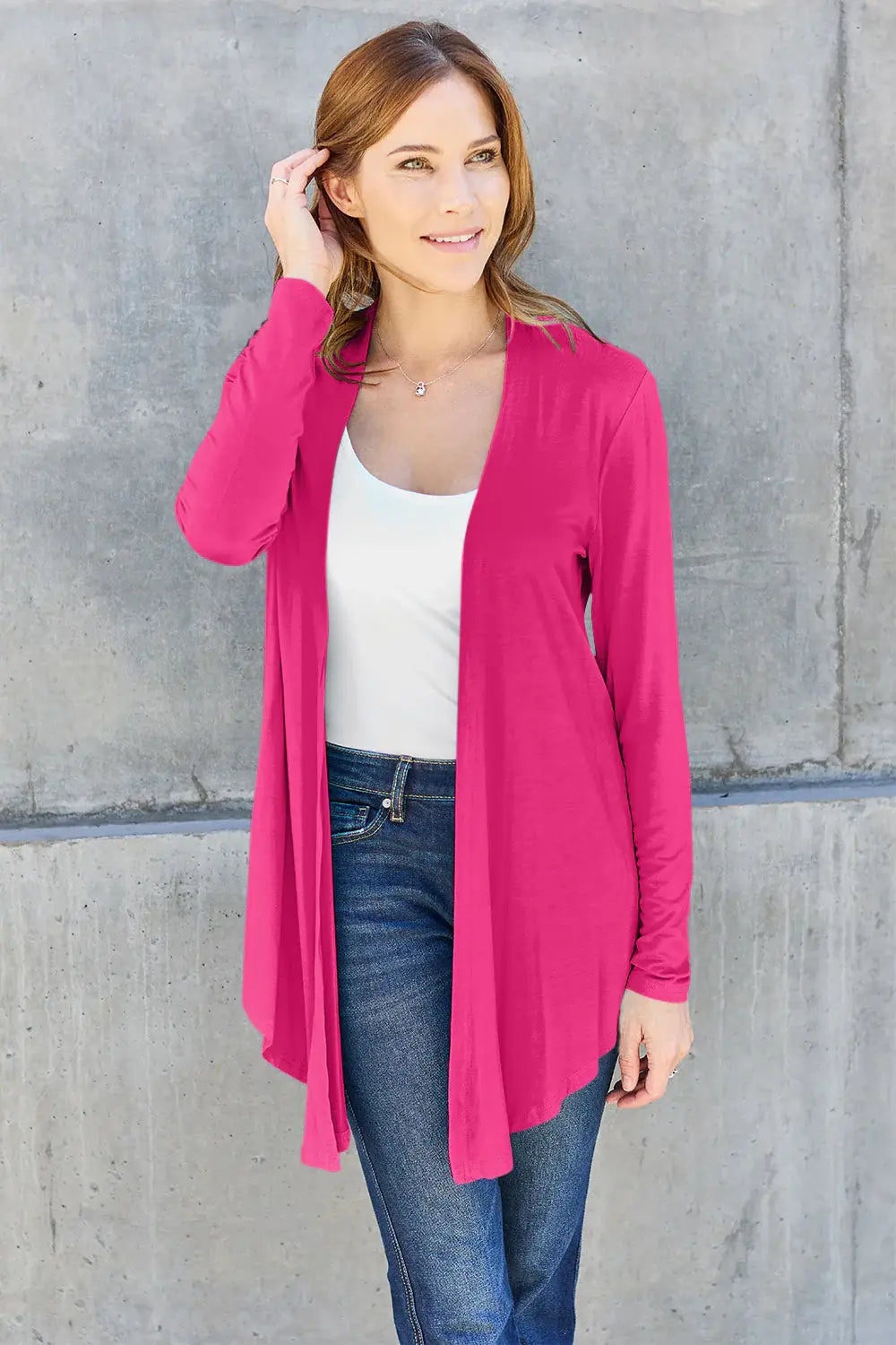 Basic Bae Full Size Open Front Long Sleeve Cardigan - ShopBasicbae - Flyclothing LLC