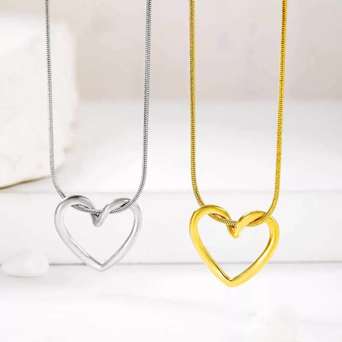 Stainless Steel Heart Necklace - Trendsi - Flyclothing LLC