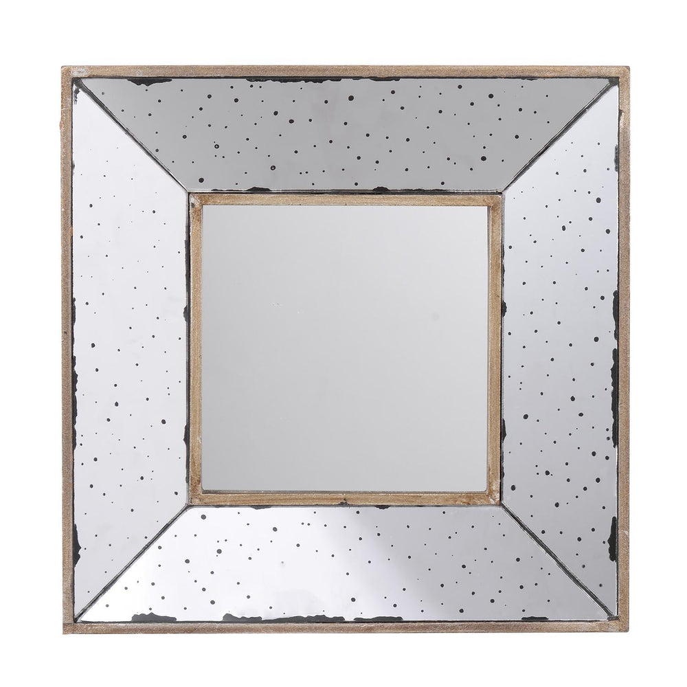 12" Square Wall Mounted Vintage Style Glass Frame Accent Mirror - Homeroots