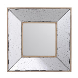 12" Square Wall Mounted Vintage Style Glass Frame Accent Mirror - Homeroots