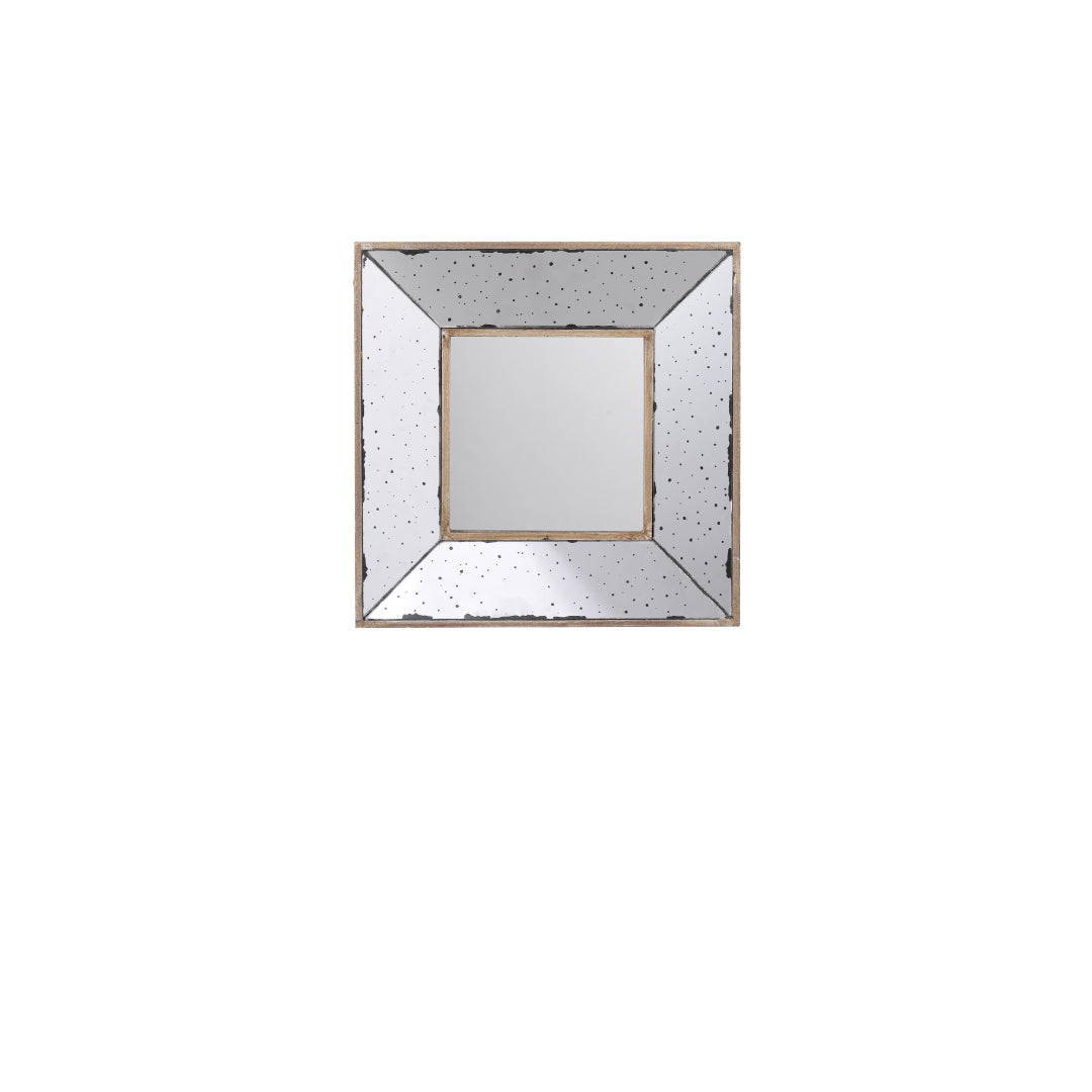 12" Square Wall Mounted Vintage Style Glass Frame Accent Mirror - Homeroots - Flyclothing LLC