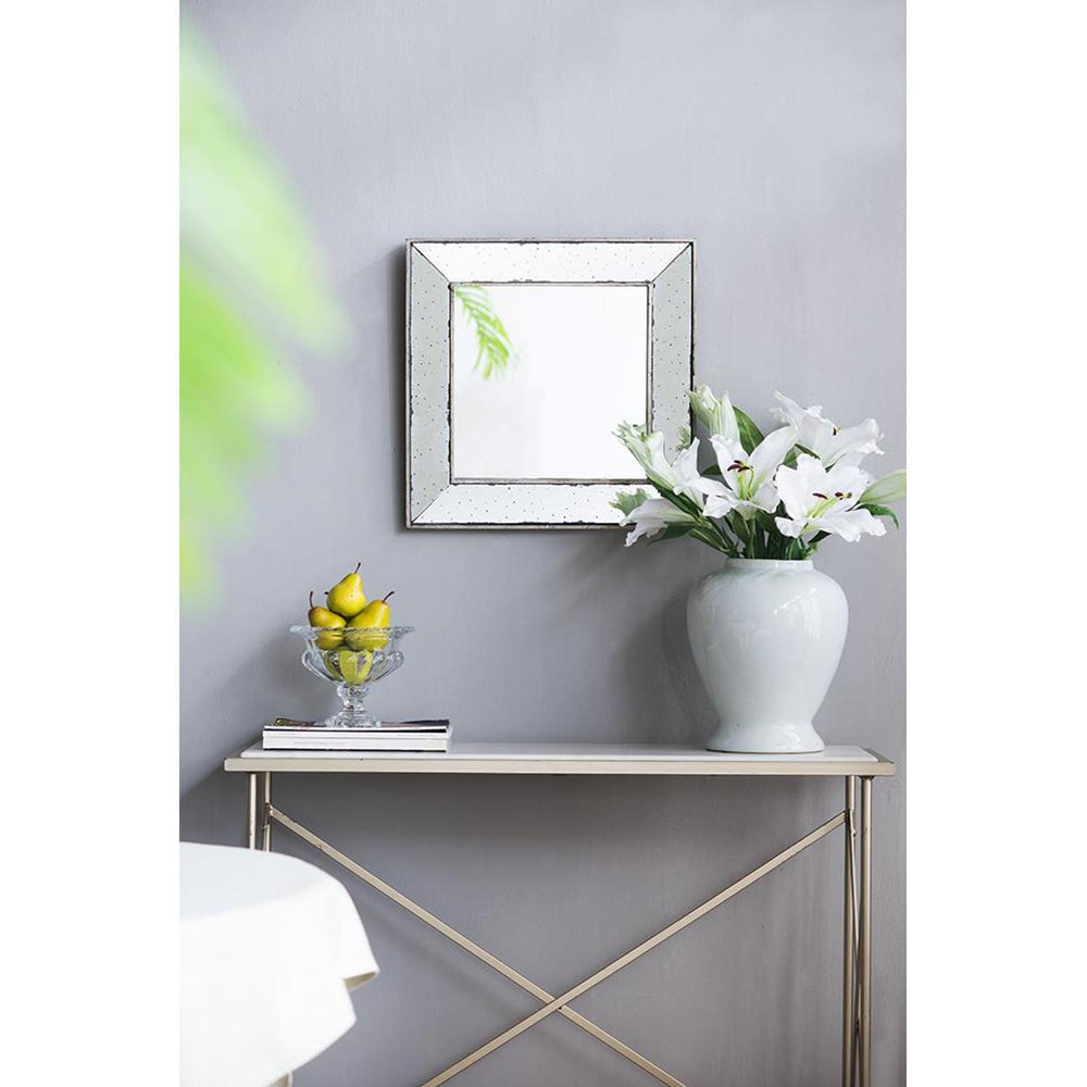 18" Wall Mounted Vintage Style Glass Frame Accent Mirror - Homeroots - Flyclothing LLC