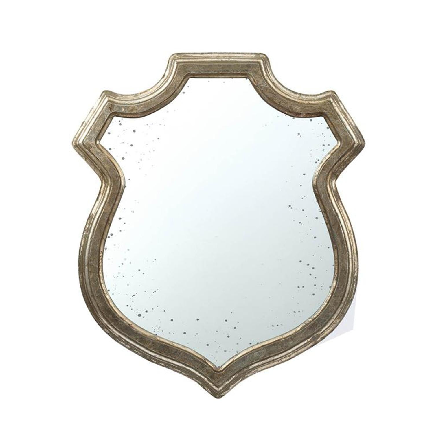 24" Distressed Metallic Crest Shape Wall Mounted Accent Mirror Framed - Homeroots - Flyclothing LLC