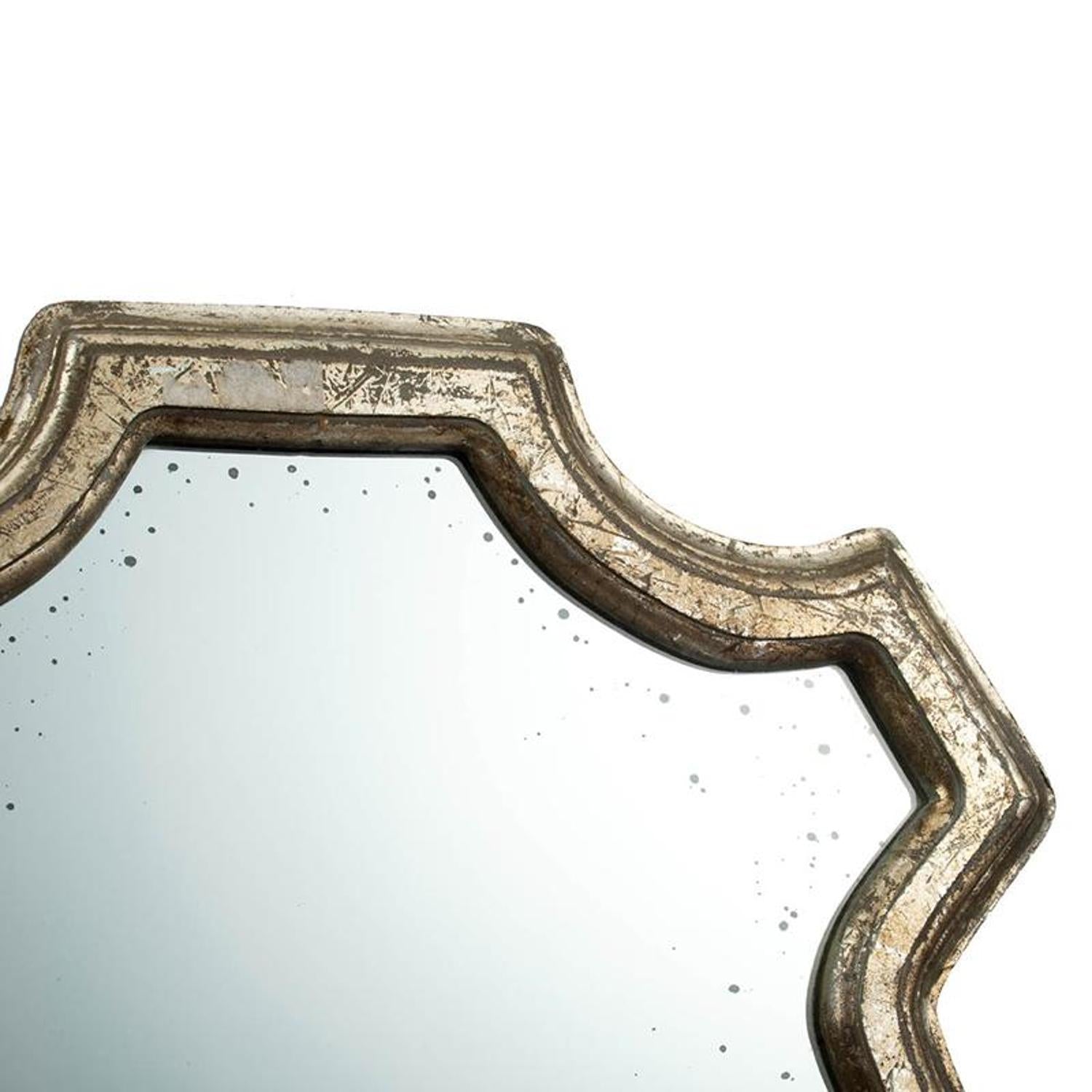 24" Distressed Metallic Crest Shape Wall Mounted Accent Mirror Framed - Homeroots - Flyclothing LLC