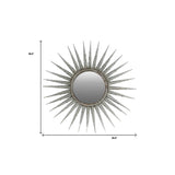 30" Antiqued Silver Gray Sunburst Wall Mounted Accent Mirror - Homeroots - Flyclothing LLC