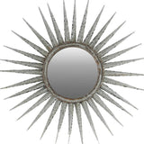 30" Antiqued Silver Gray Sunburst Wall Mounted Accent Mirror - Homeroots